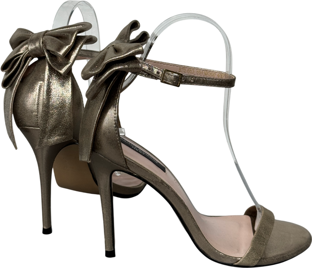 Tabitha Simmons X Next Metallic Gold Lauren Leather Bow Back Sandals UK 4 EU 37 👠