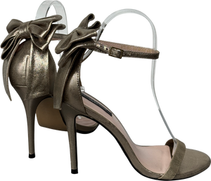 Tabitha Simmons X Next Metallic Gold Lauren Leather Bow Back Sandals UK 4 EU 37