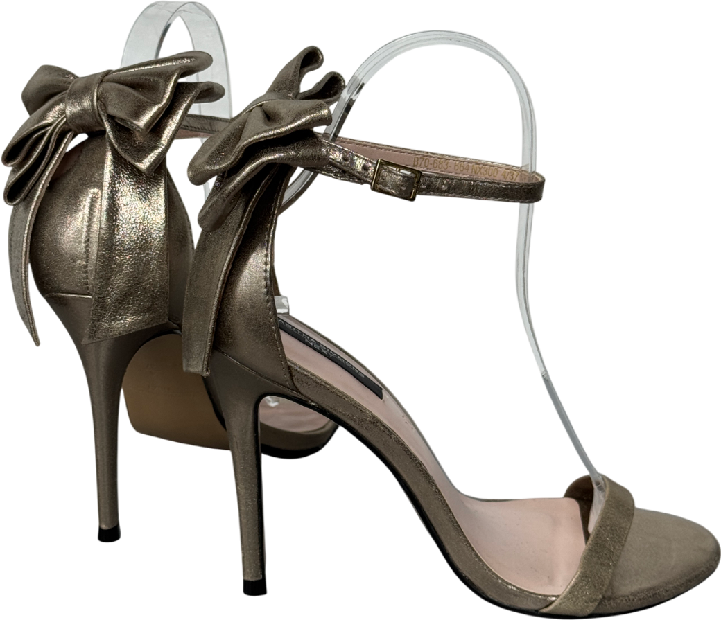 Tabitha Simmons X Next Metallic Gold Lauren Leather Bow Back Sandals UK 4 EU 37 👠