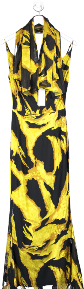 Millie Modelli Yellow Picasso Printed Maxi Dress & Headscarf UK XXS