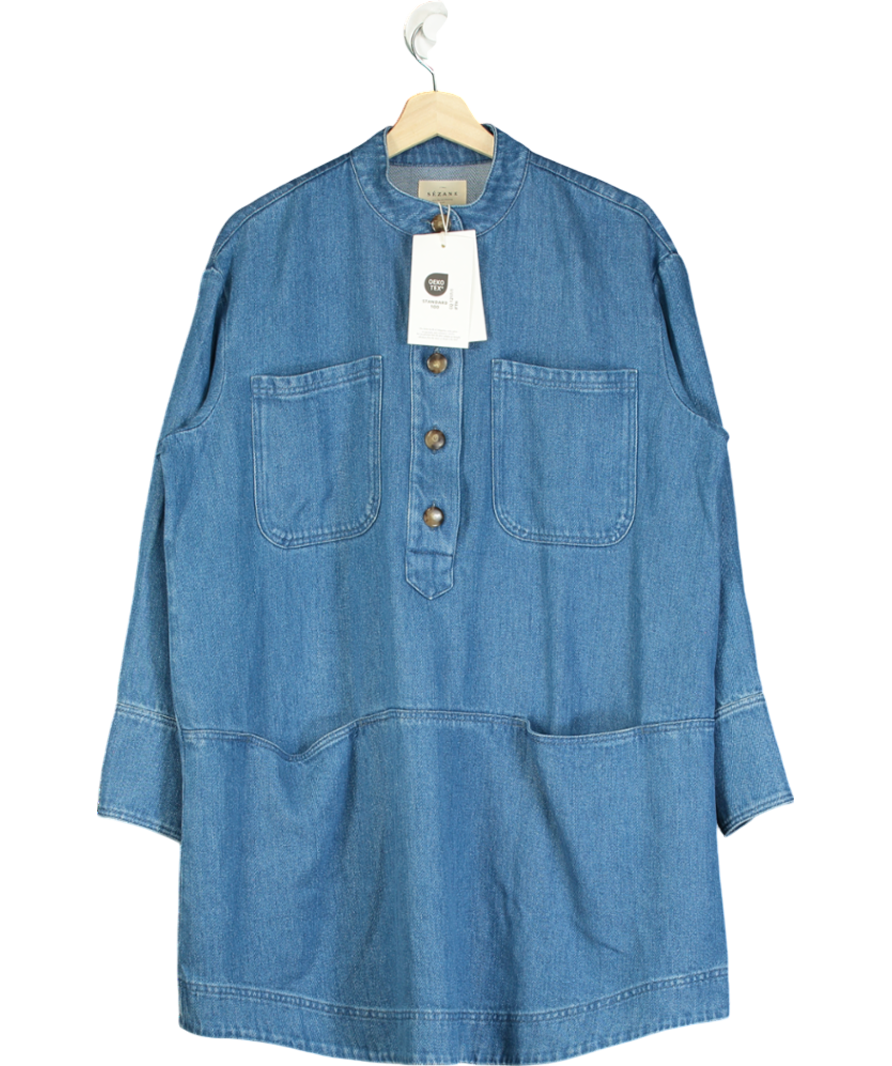 Sezane Blue Salomé Denim Dress UK L