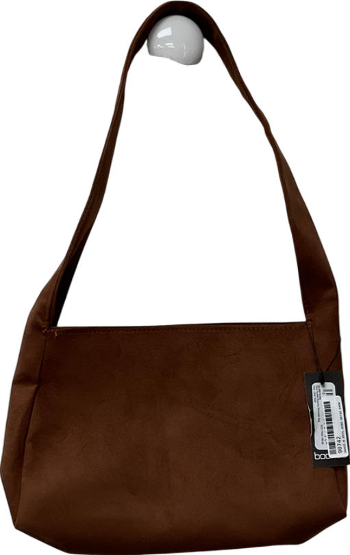boohoo Brown Faux Suede Slouchy Shoulder Bag One Size