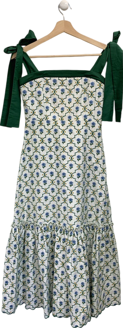 Lug Von Siga Green and White Embroidered Dress UK S