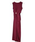 Fabrique X Amanda Gerell Burgundy Red Maja Knotted Sleeveless Dress In Tencel Merino Knit UK M