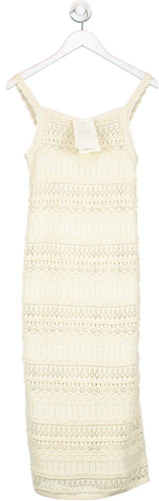 Sezane Cream Leyla Organic Cotton Midi Dress UK S