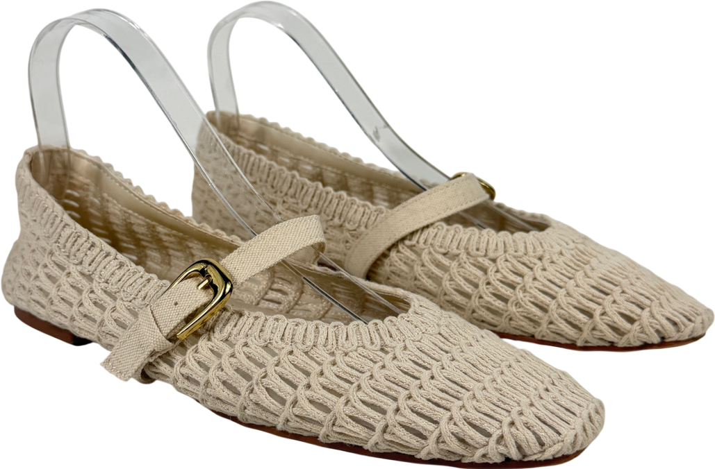ASOS Cream Leah Crochet Mary Jane Ballet shoes UK 7 EU 40