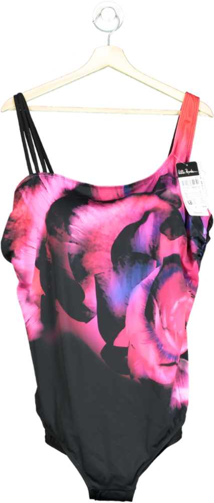 Ulla Popken Black/Pink Floral Swimsuit EU 62 UK XXXL