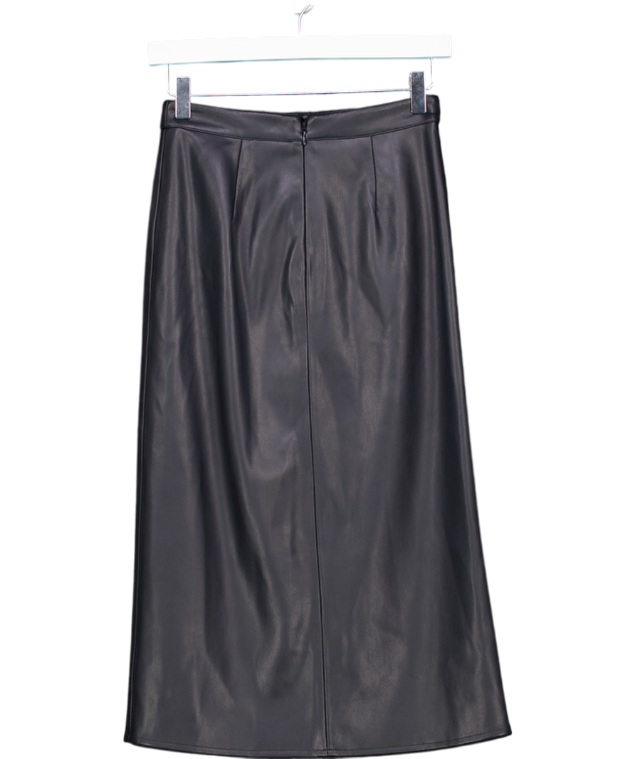 `L'Agence Black Milann Vegan Leather Skirt Sz0 UK 4