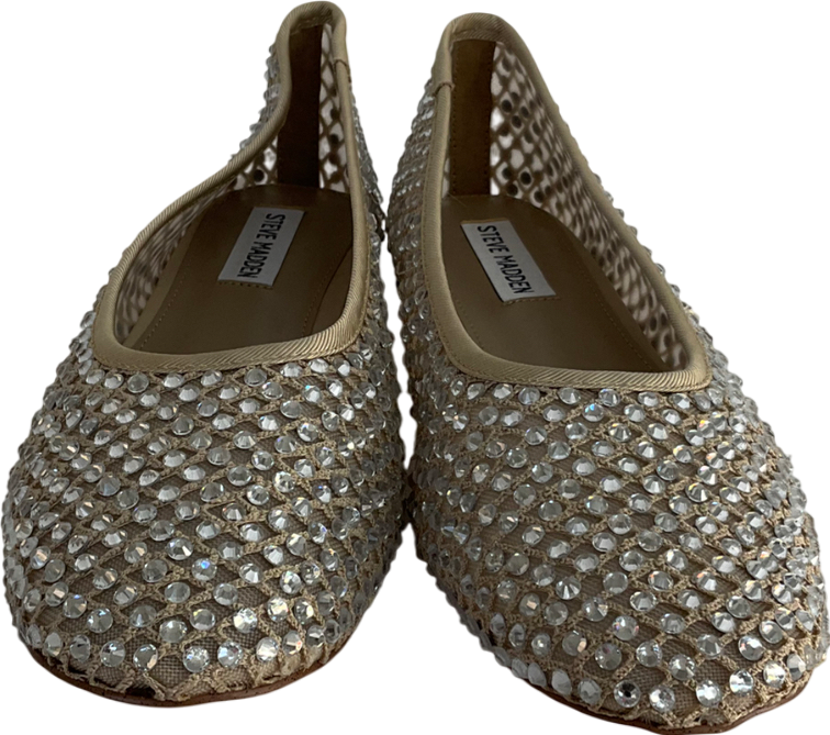 STEVE MADDEN Metallic Marli Flat Shoe Nude UK 7 EU 40 👠