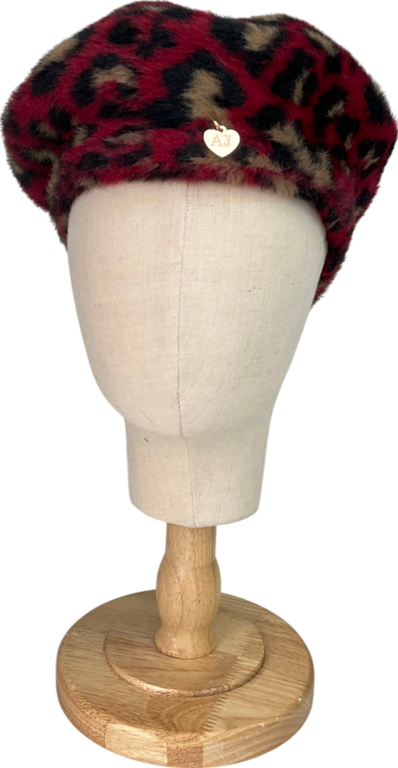 Amelia jane london Red Leopard Print Beret Hat One Size