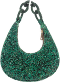 ZARA Green Beaded Sequins Limited Edition Hobo Bag One Size