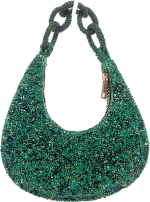 ZARA Green Beaded Sequins Limited Edition Hobo Bag One Size