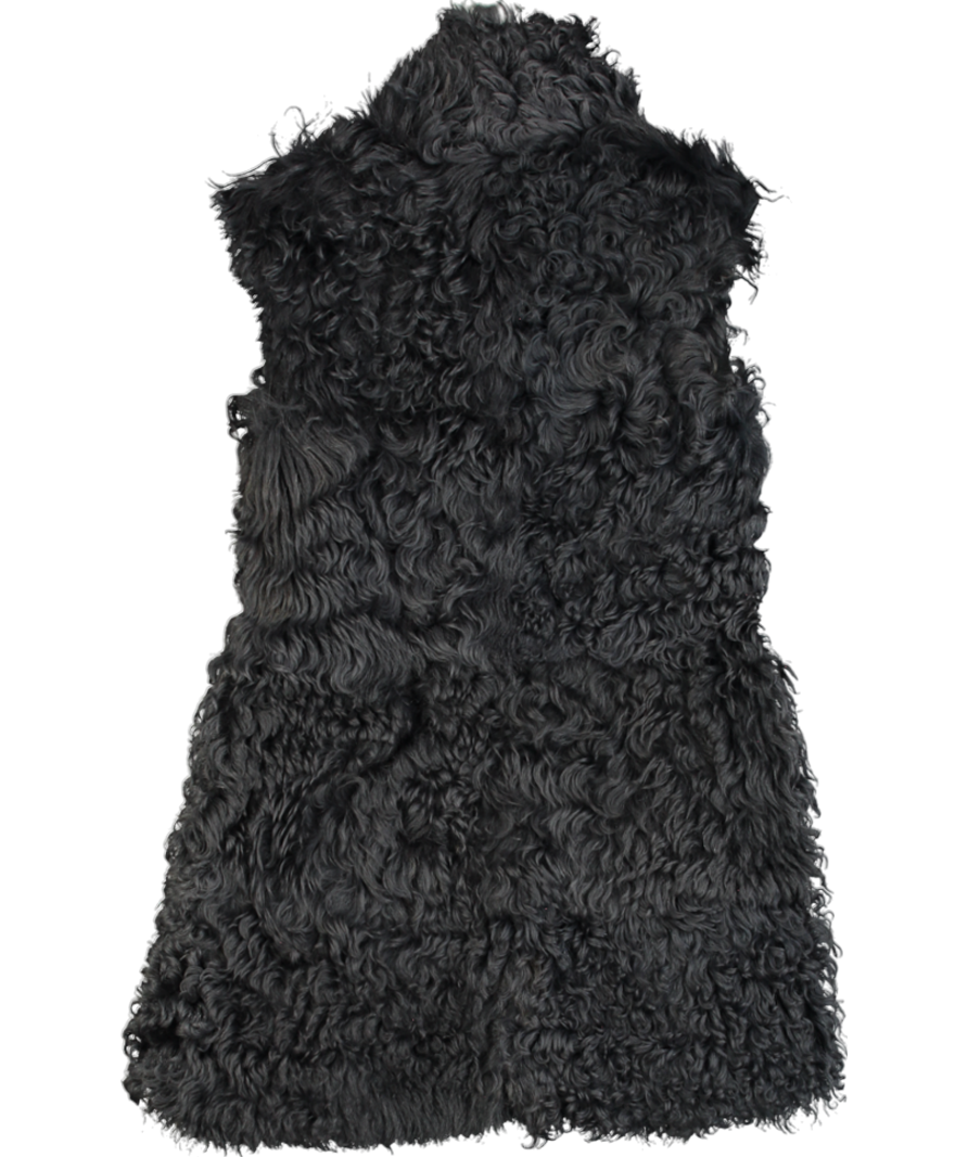 Luxury Black Sheepskin/ Shearling Reversible Sleeveless Coat UK 12