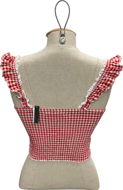 Kimchi Blue Red Gingham Sydney Shirred Top UK S