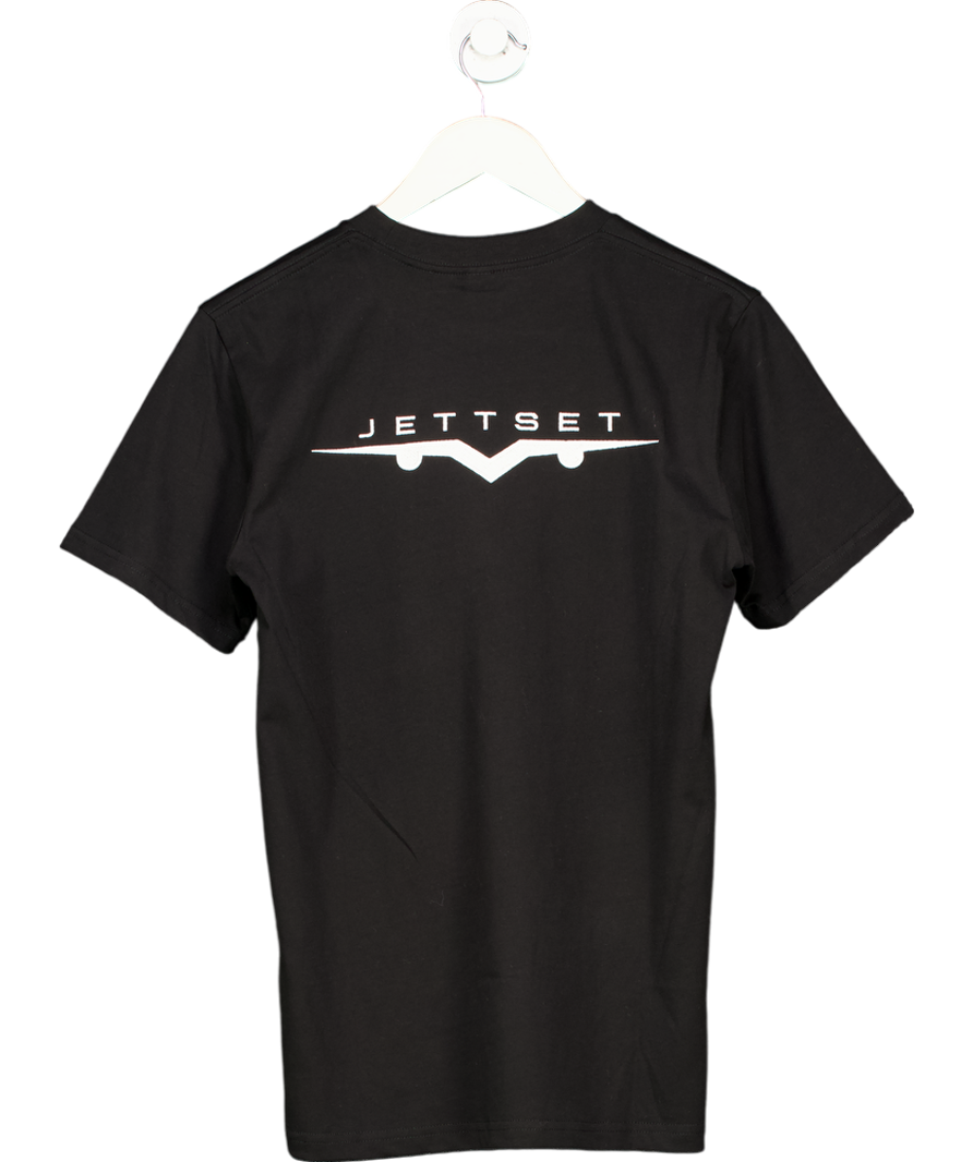 ascolour Jettsett Black Embroidered Logo T-shirt UK S