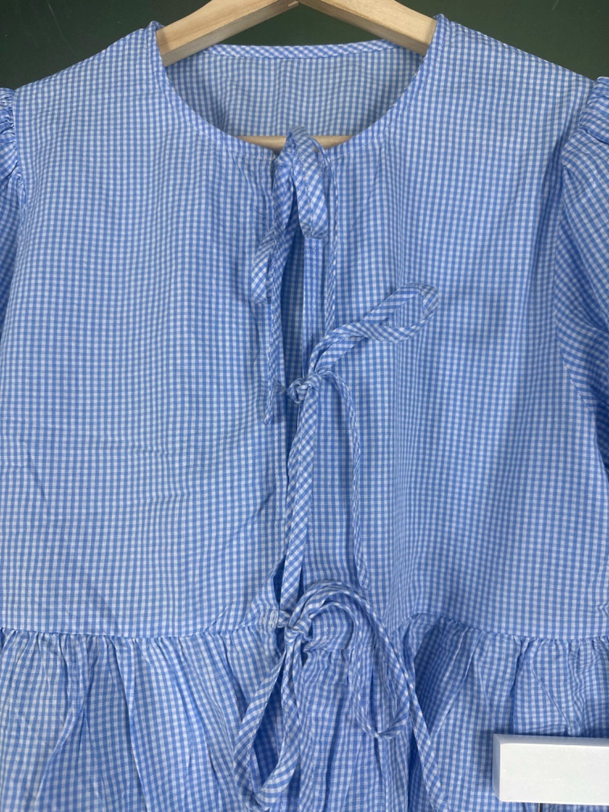 Blue Gingham Tie-Front Top and Shorts Set
