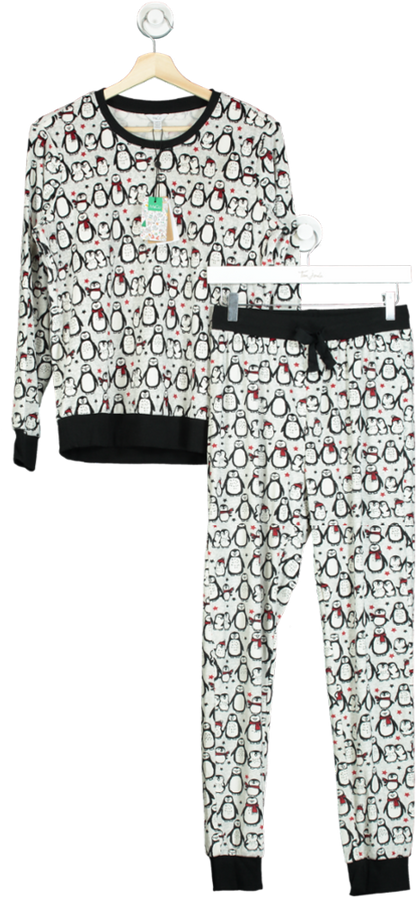 M&Co Grey Super Soft fleece Penguin Christmas Pyjamas UK 8/10