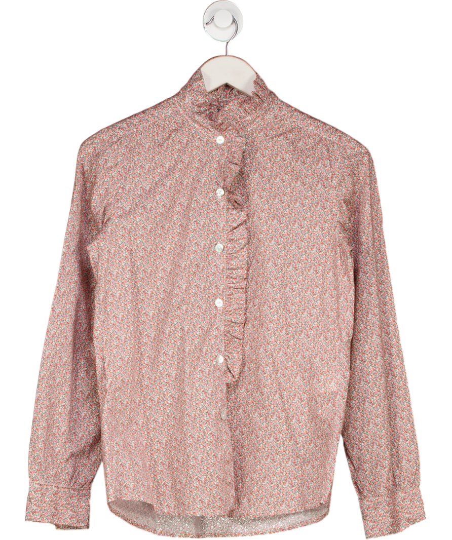 AMAIA LONDON Pink Floral Frill Detal Blouse UK S