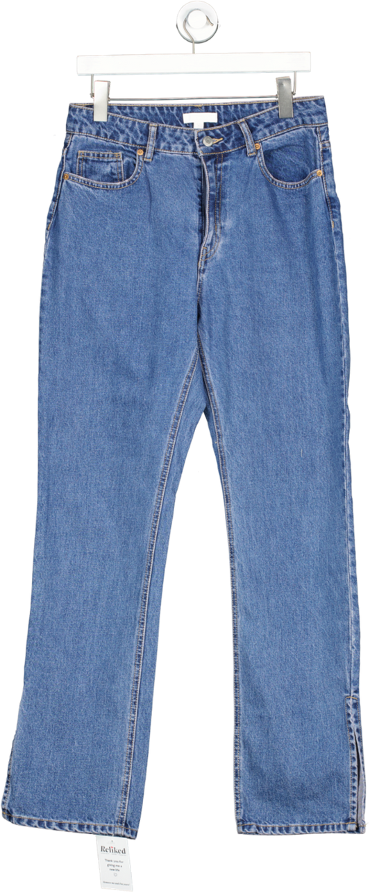H&M Blue Straight High Split Jeans UK 12