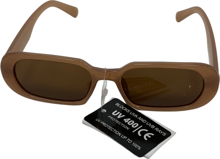 Brown Rectangular Framed Sunglasses One Size