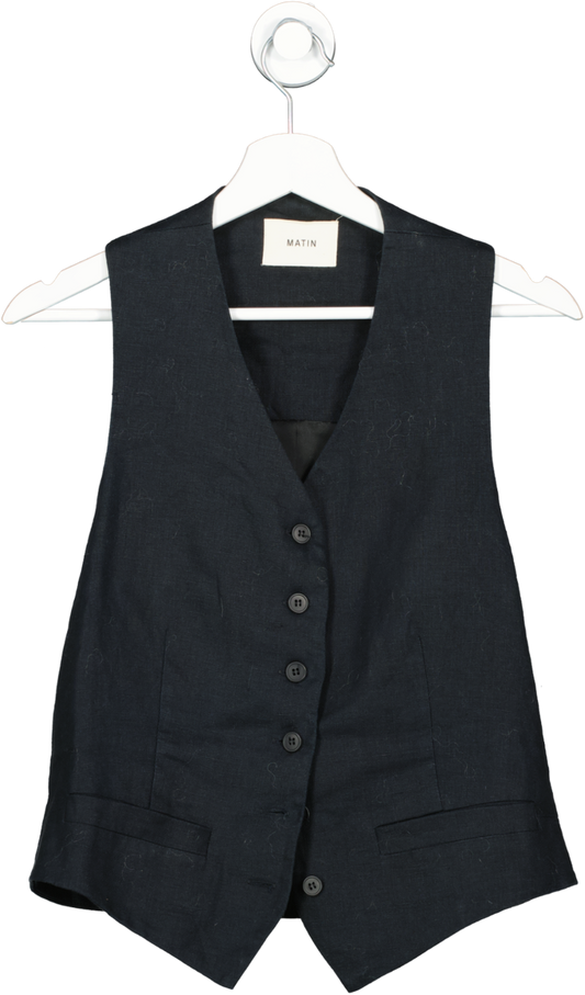 Matin Black Linen Waistcoat UK 10