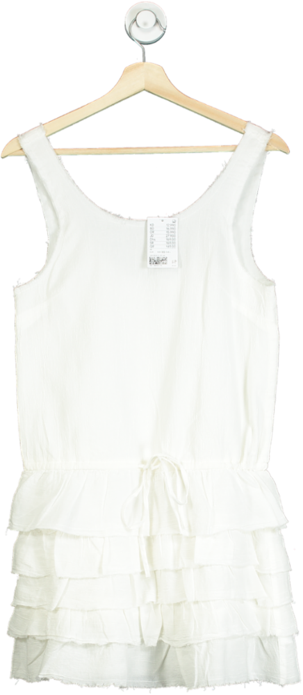 H&M White Sleeveless Ruffled Dress UK XS