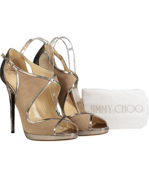 Jimmy Choo Beige Leondra Heeled Pumps UK 8 EU 41