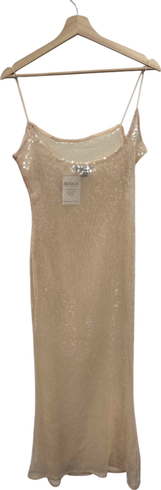 PrettyLittleThing Gold Sequin Slip Dress UK 8