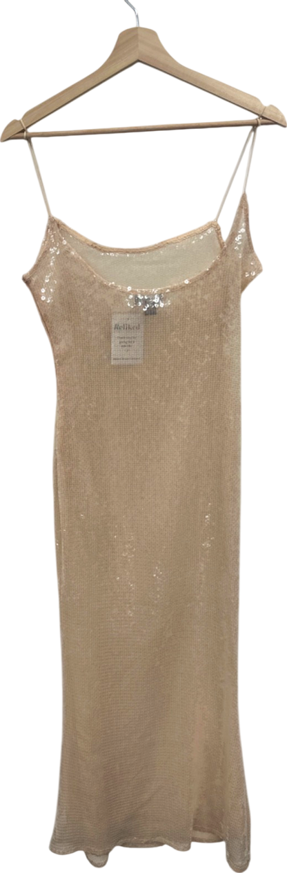 PrettyLittleThing Gold Sequin Slip Dress UK 8