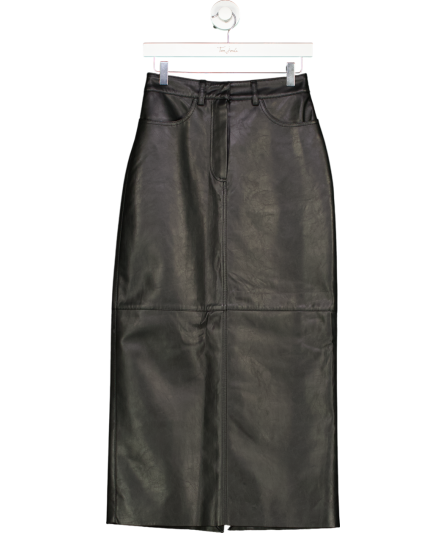 Basilika Black Faux Leather Maxi Skirt UK S