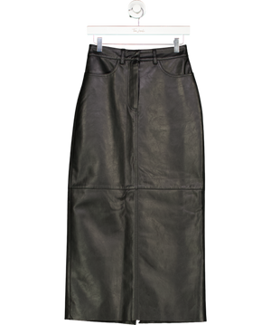 Basilika Black Faux Leather Maxi Skirt UK S