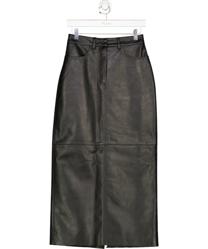 Basilika Black Faux Leather Maxi Skirt UK S