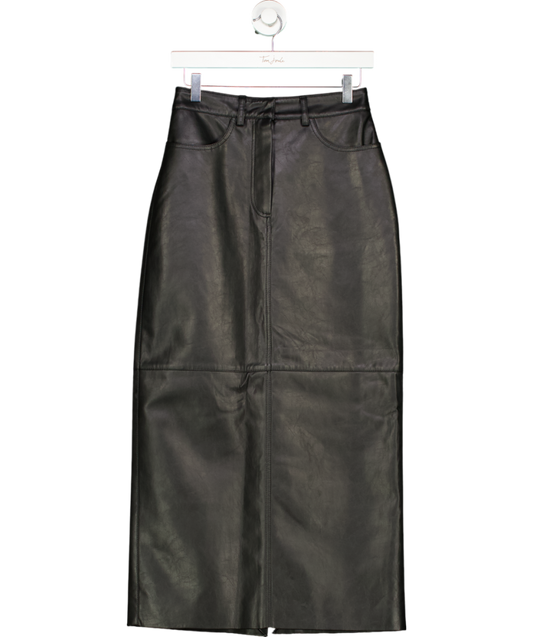 Basilika Black Faux Leather Maxi Skirt UK S