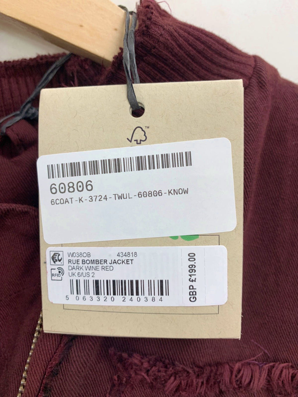 All Saints Dark Wine Rue Bomber Jacket UK 6