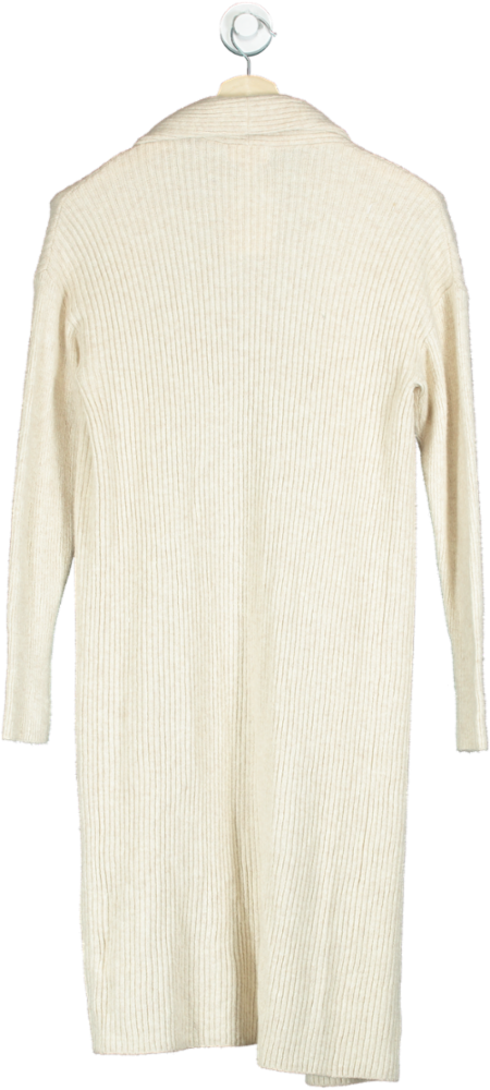Open Edit Cream Ribbed Open Front Cardigan UK XXS