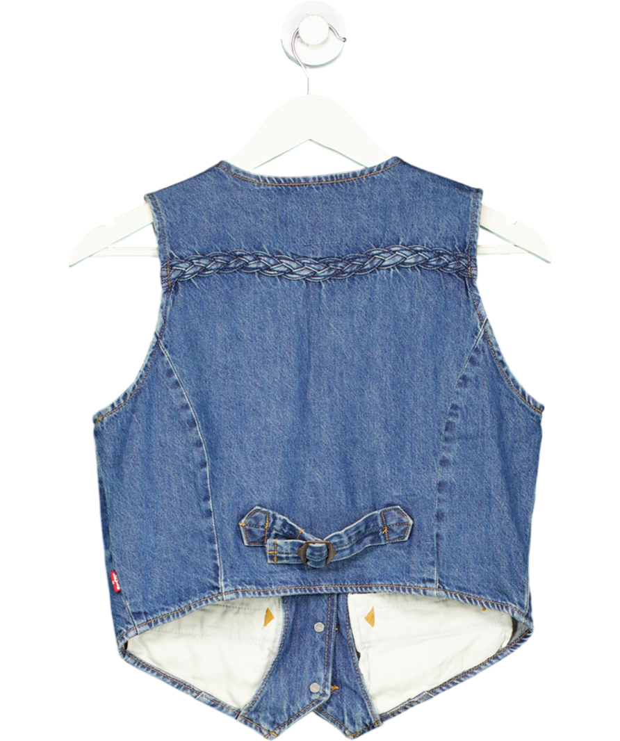 levis Blue Braided V-neck Denim Vest UK S