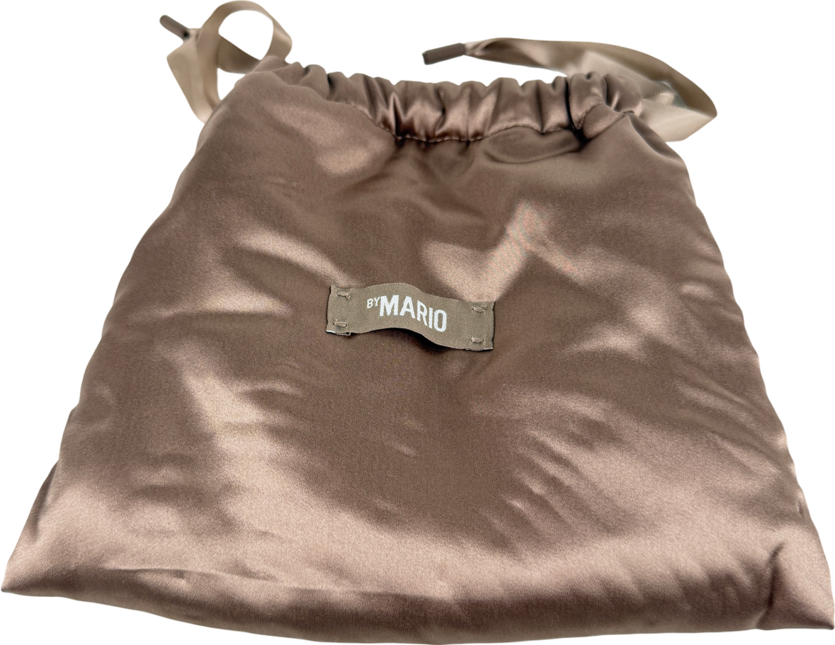 BY MARIO Brown Satin Drawtstring Pouch One Size