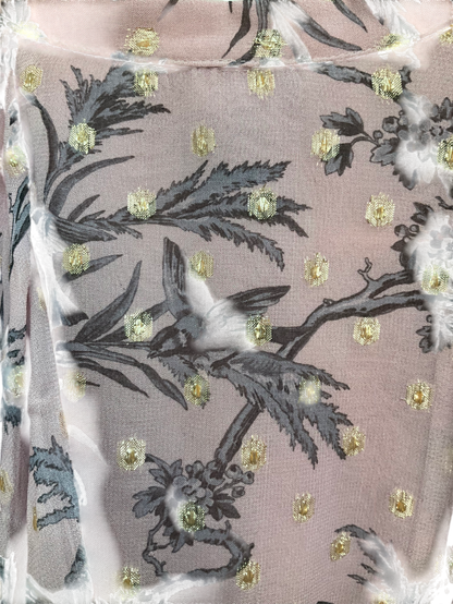 Love & Roses Pink Bird Print Blouse UK 8