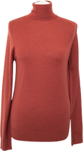 SUNSPEL Rust Brown Luxury Merino Wool & Silk Blend Roll Neck Jumper UK XXS
