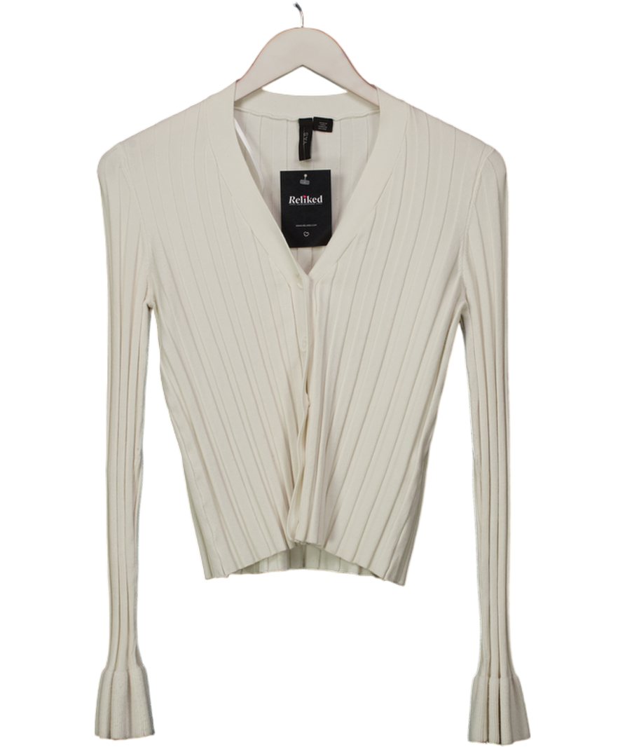 Y.A.S Cream Thick Rib V-neck Cardigan UK M