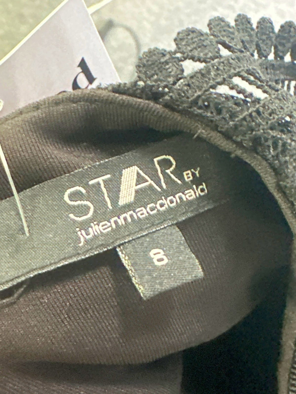 STAR by Julien Macdonald Black Crochet Detail Dress UK 8