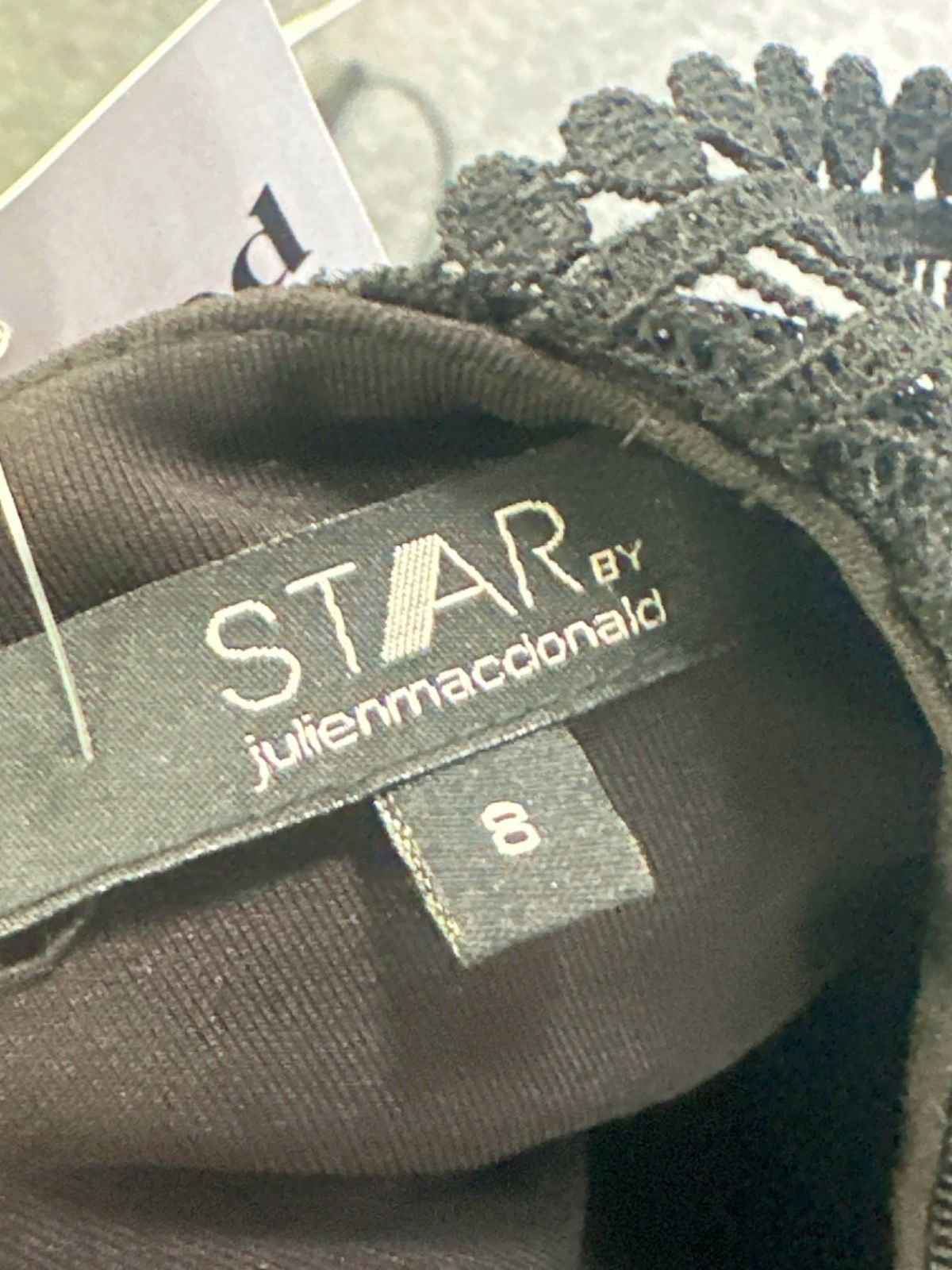 STAR by Julien Macdonald Black Crochet Detail Dress UK 8