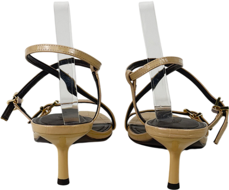M&S Nude Buckle Strappy Kitten Heel Sandals UK 8 EU 41