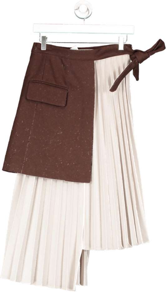 Loeil Beige Layered Pleated Skirt UK 8