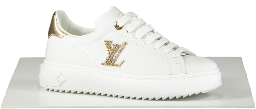 Louis Vuitton White Embossed crystal Logo Time Out Sneaker UK 4.5 EU 37.5 👠