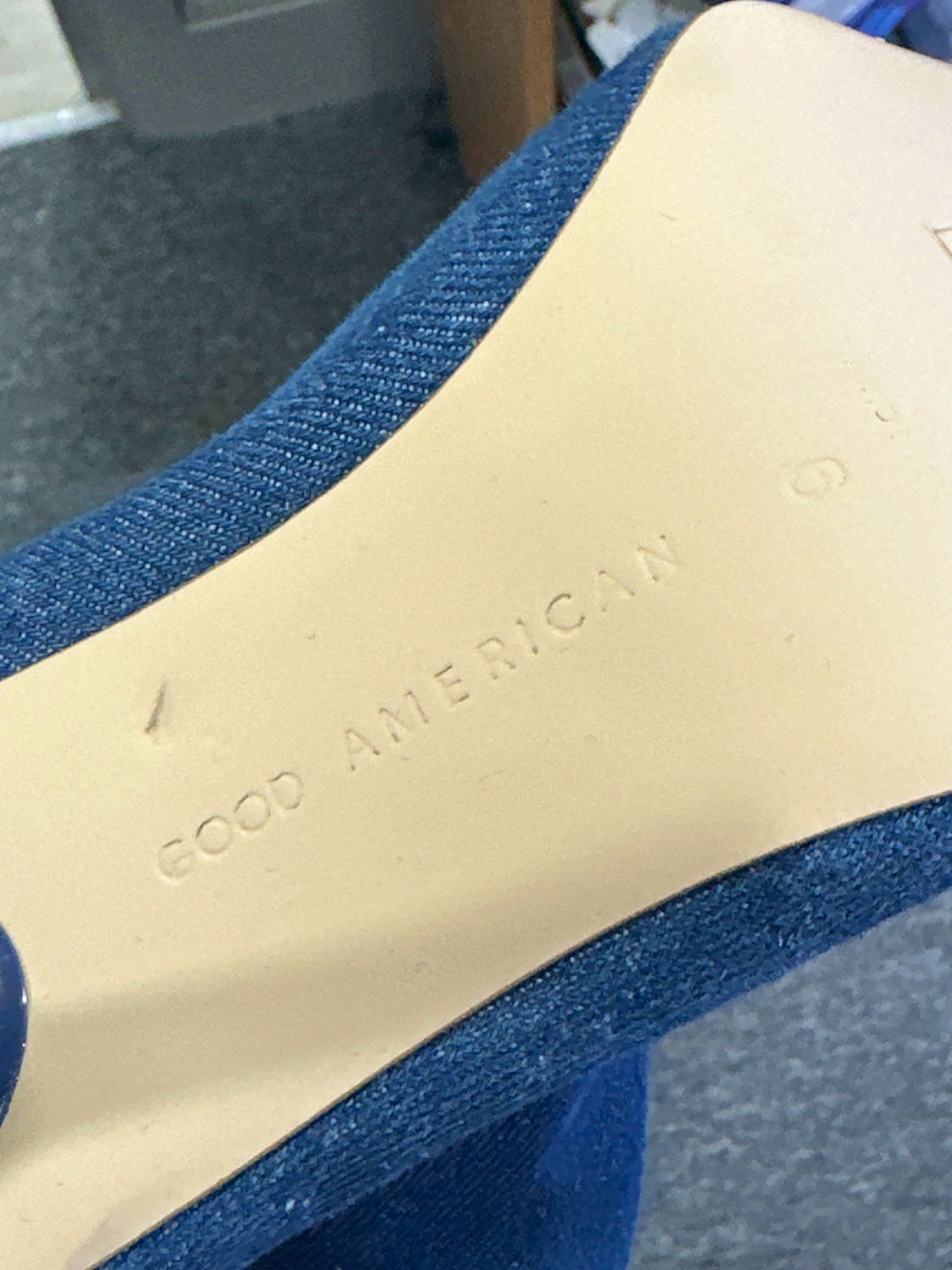 Good American Blue Denim Stiletto Knee-High Boots UK 7