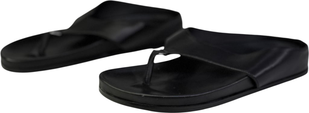 REBE Black Leather Footbed Antonia Slide Sandal UK 6 EU 39 👠