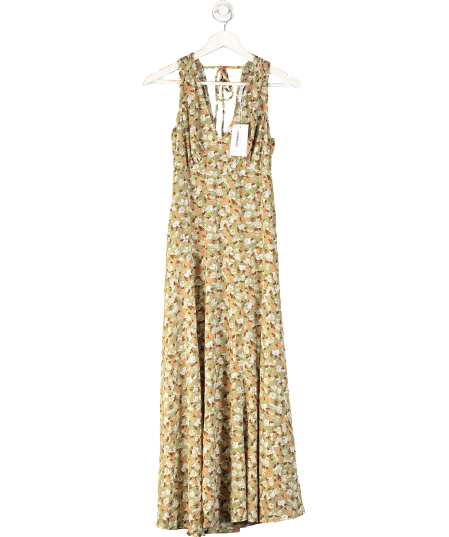 Emory Park Green Ditsy Floral Deep V Midi Dress UK M
