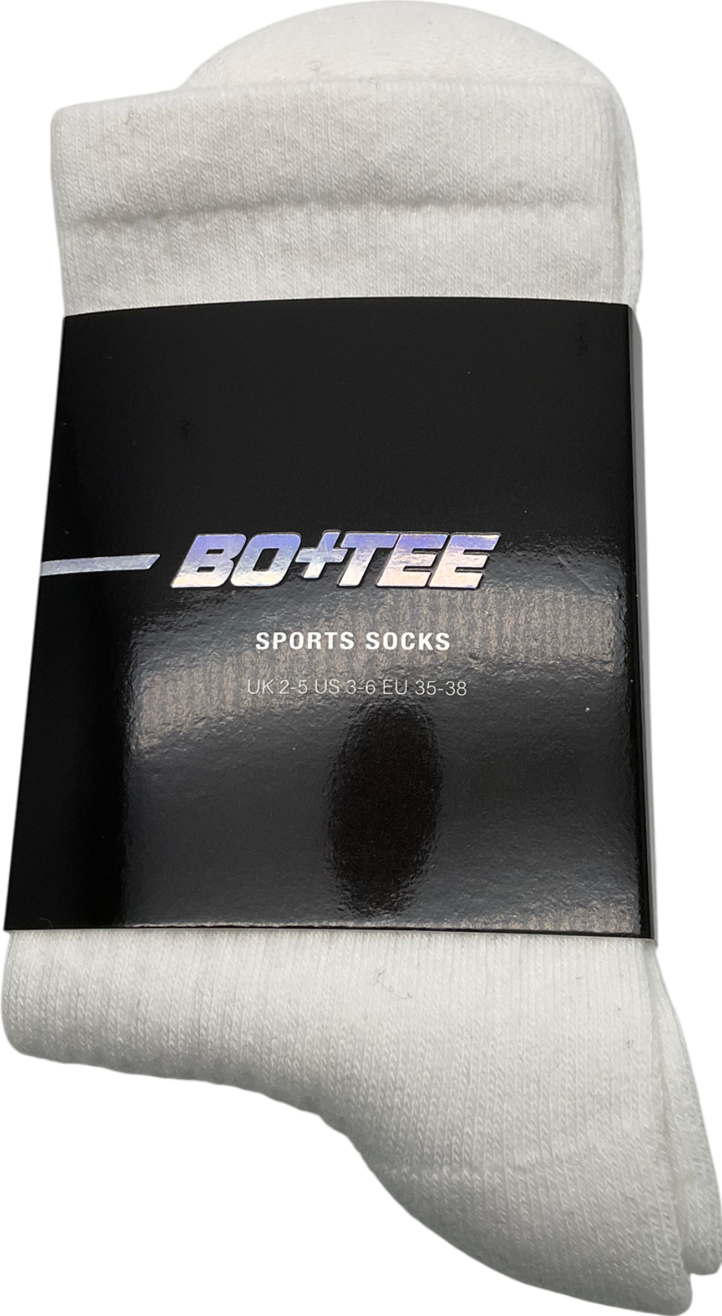 Bo+Tee White Sports Socks UK S/M
