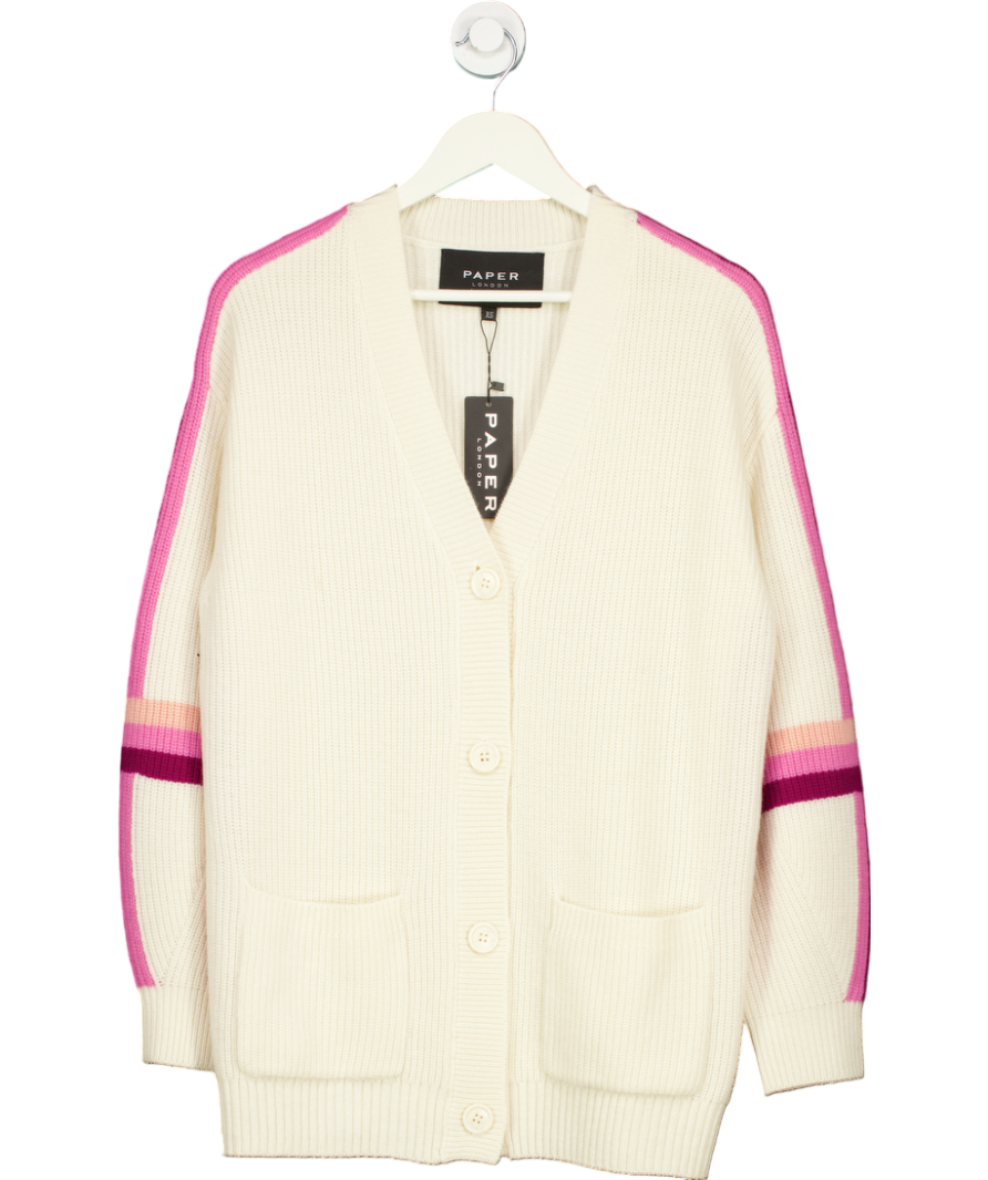Paper London Cream Daffodil Cardigan 100% Merino Wool UK XS